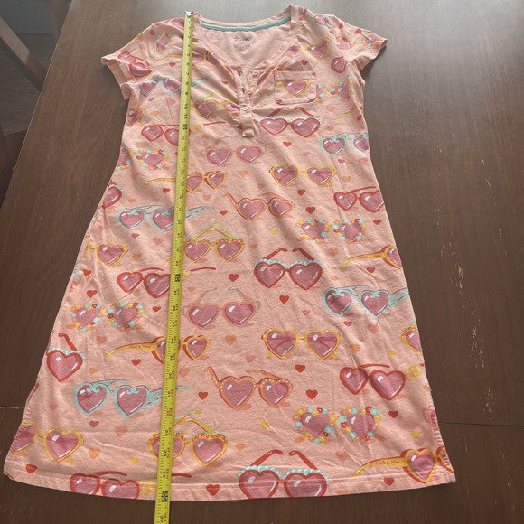 Nick & Nora Women XS Cotton Pink Heart Sunglass Whimsical Sleep Shirt Nightgown - Picture 9 of 11